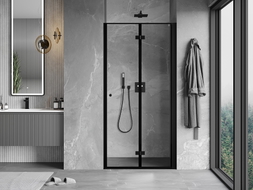 Mexen Mist-F porte de douche pliante droite 120 cm, cadre noir, noir - 8A6-120-000-70-70-P