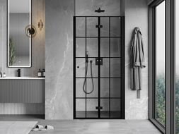 Mexen Mist-F porte de douche pliantes droites 110 cm, grille noire, noir - 8A6-110-000-70-77-P