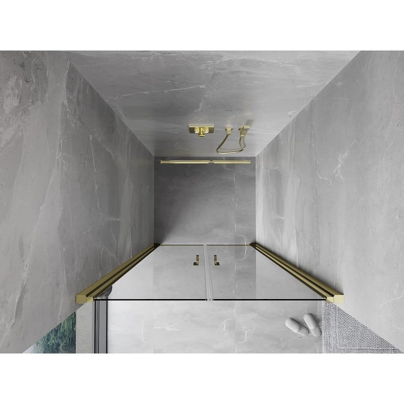 Mexen Mist porte de douche pivotante 100 cm, transparent, doré - 8A7-100-000-50-00