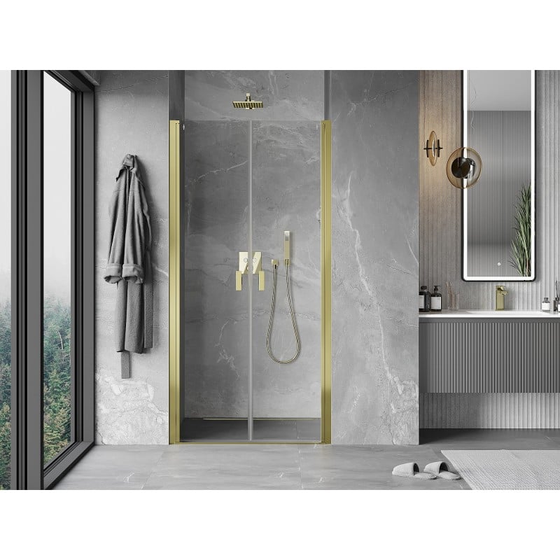 Mexen Mist porte de douche pivotante 120 cm, transparent, doré - 8A7-120-000-50-00