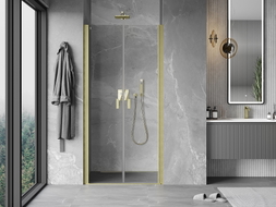 Mexen Mist porte de douche pivotante 110 cm, transparent, doré brossé - 8A7-110-000-55-00