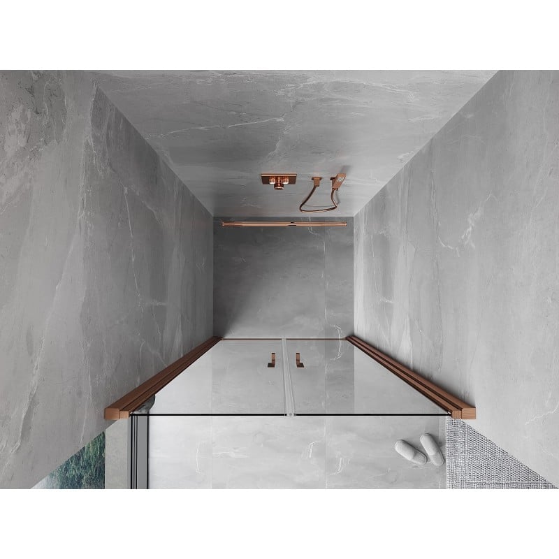 Mexen Mist porte de douche battante 70 cm, transparentes, cuivre brossé - 8A7-070-000-65-00