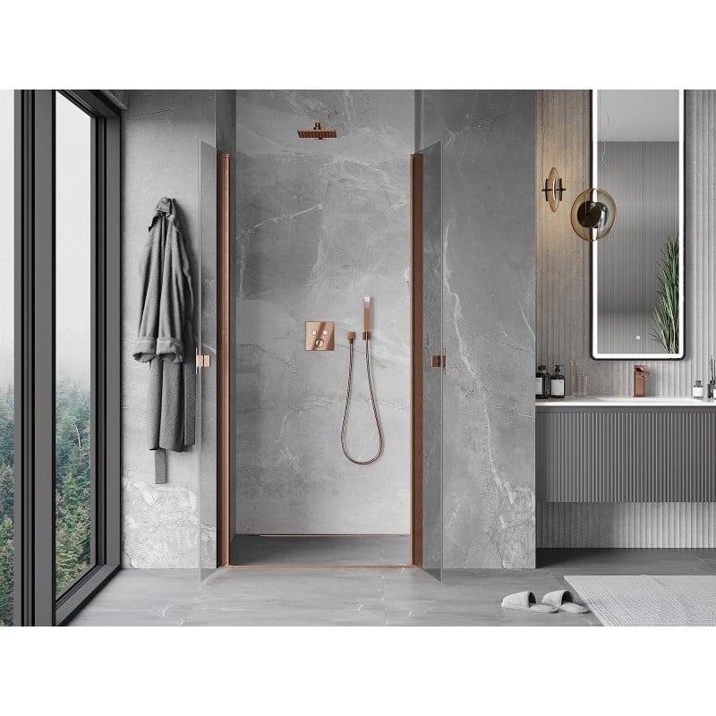 Mexen Mist porte de douche battante 70 cm, transparentes, cuivre brossé - 8A7-070-000-65-00