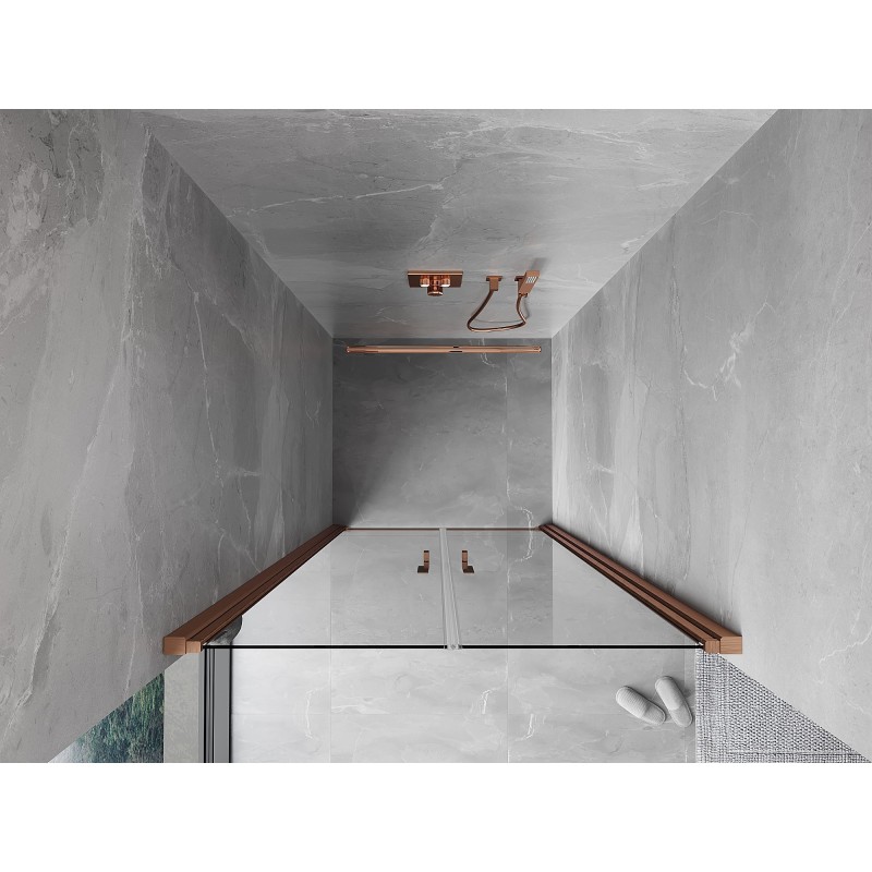 Mexen Mist porte de douche battante 80 cm, transparent, cuivre brossé - 8A7-080-000-65-00