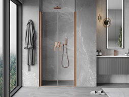 Mexen Mist porte de douche pivotantes 100 cm, transparent, cuivre brossé - 8A7-100-000-65-00