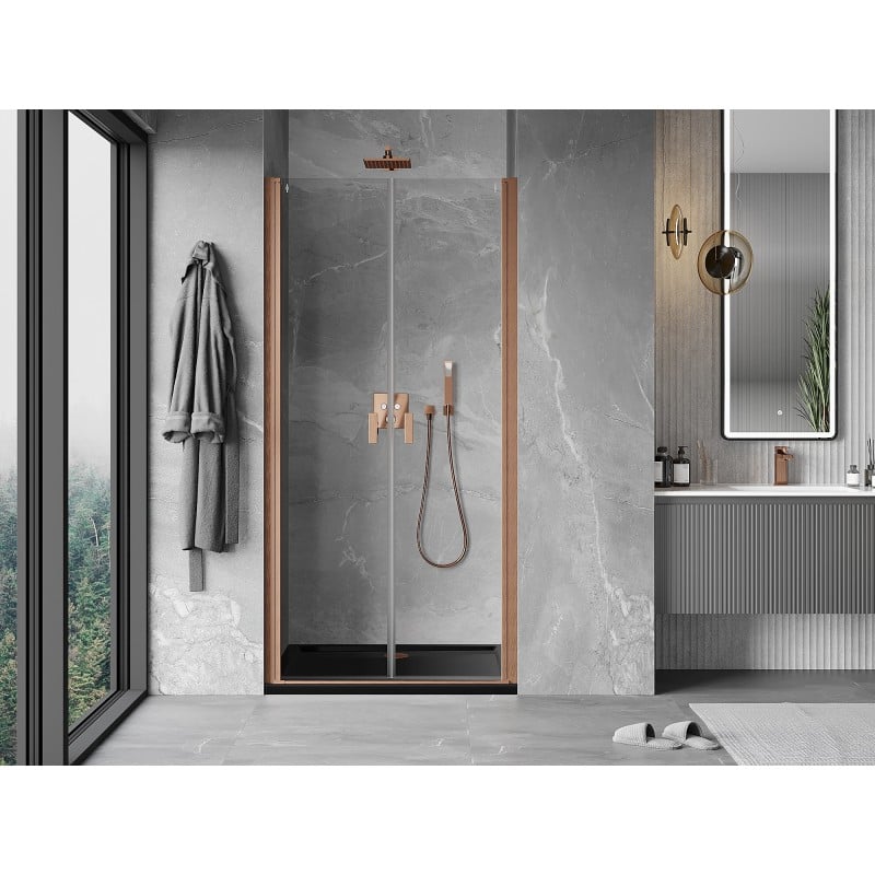 Mexen Mist porte de douche pivotante 110 cm, transparent, cuivre brossé - 8A7-110-000-65-00