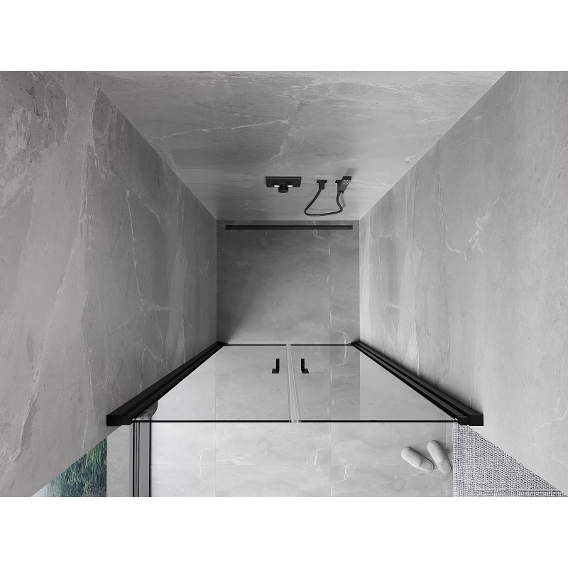 Mexen Mist porte de douche battante 80 cm, transparent, noir - 8A7-080-000-70-00