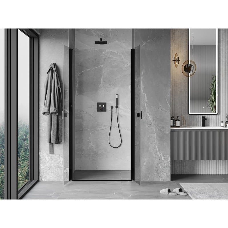 Mexen Mist porte de douche pivotante 95 cm, transparent, noir - 8A7-095-000-70-00