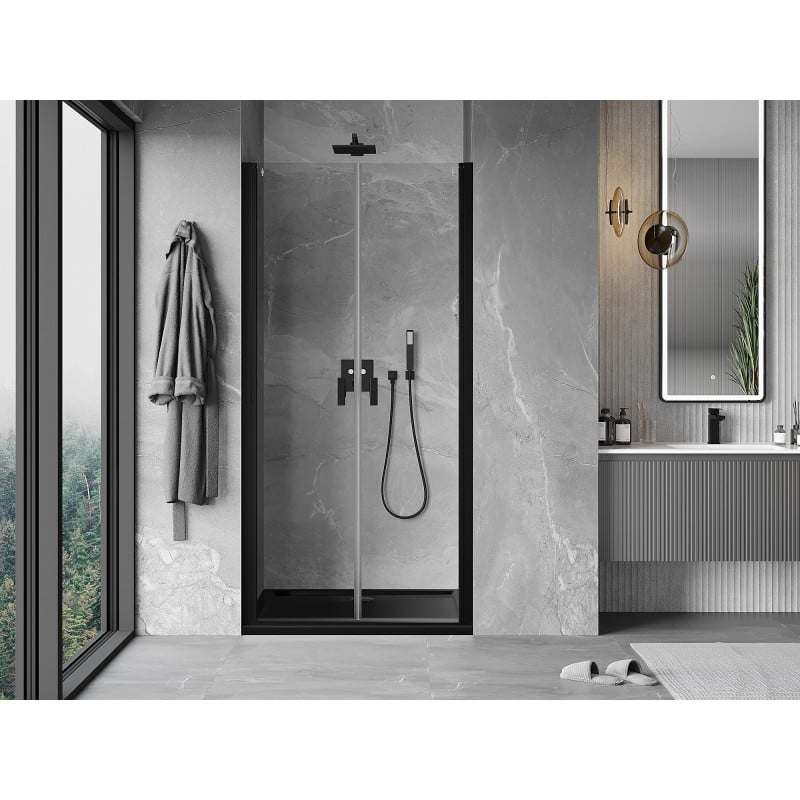 Mexen Mist porte de douche pivotante 120 cm, transparent, noir - 8A7-120-000-70-00