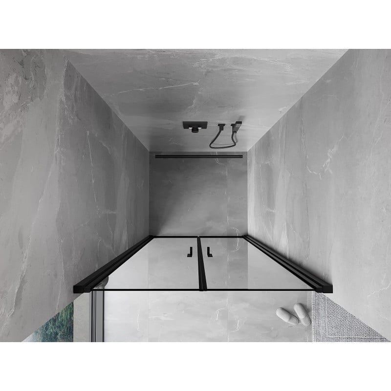 Mexen Mist porte de douche pivotante 70 cm, cadre noir, noir - 8A7-070-000-70-70