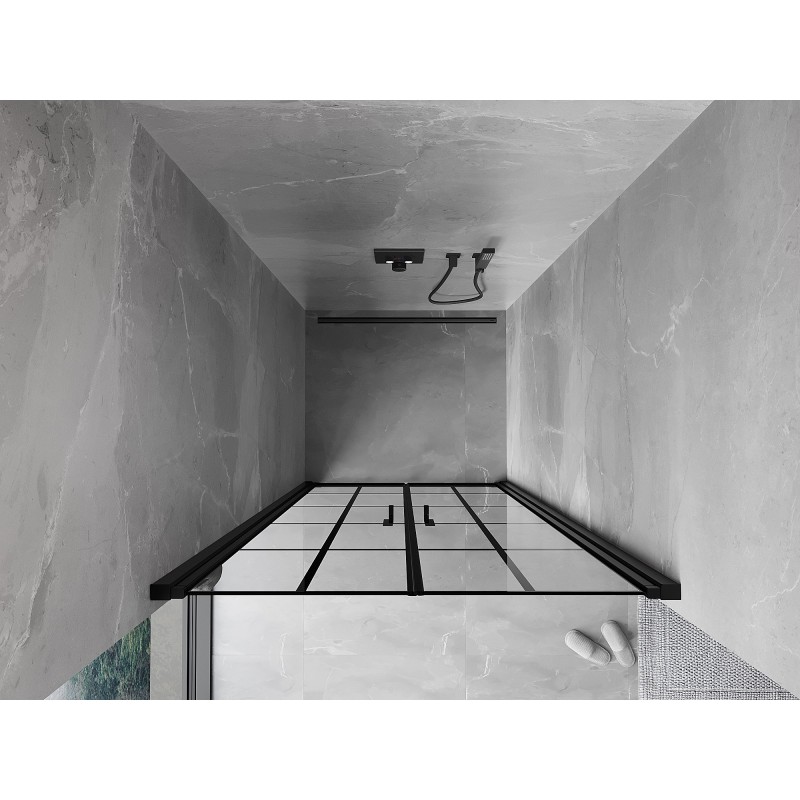 Mexen Mist porte de douche pivotante 85 cm, grille noire, noir - 8A7-085-000-70-77