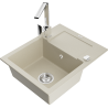 Mexen Enzo évier en granit 1 bac avec égouttoir et mitigeur Rita, beige - 6506-69-670300-00