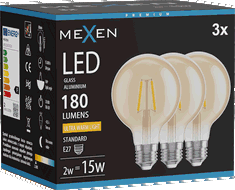 Mexen Vintis 3x Ampoule filament LED E27, G80, 2W, Chaude - 2200K, 180 lm, ambre - L155-E27-0222-50x03
