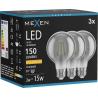 Mexen Vintis 3x Ampoule filament LED E27, G80, 2W, Chaude - 2200K, 150 lm, fumée - L155-E27-0222-70x03
