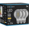 Mexen Vintis 3x Ampoule filament LED E27, G80, 4W, Chaude - 2700K, 300 lm, fumée - L155-E27-0427-70x03