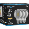 Mexen Vintis 3x ampoule à filament LED E27, G80, 6W, Chaude - 2200K, 450 lm, fumée - L155-E27-0622-70x03
