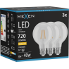 Mexen Vintis 3x Ampoule filament LED E27, G80, 6W, Chaude - 2700K, 720 lm, clair - L155-E27-0627-00x03