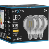 Mexen Vintis 3x Ampoule filament LED E27, G80, 6W, Chaud - 2700K, 510 lm, fumée - L155-E27-0627-70x03