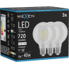 Mexen Vintis 3x Ampoule filament LED E27, G80, 6W, Neutre - 4000K, 720 lm, clair - L155-E27-0640-00x03