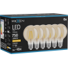 Mexen Vintis 6x Ampoule filament LED E27, G80, 8W, Chaude - 2200K, 750 lm, ambre - L155-E27-0822-50x06