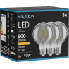 Mexen Vintis 3x Ampoule LED filament E27, G80, 8W, Chaude - 2200K, 600 lm, fumée - L155-E27-0822-70x03