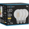 Mexen Vintis 3x Ampoule filament LED E27, G80, 8W, Chaud - 2700K, 1055 lm, claire - L155-E27-0827-00x03