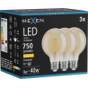 Mexen Vintis 3x Ampoule filament LED E27, G80, 8W, Chaude - 2700K, 750 lm, ambre - L155-E27-0827-50x03