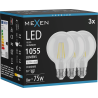 Mexen Vintis 3x Ampoule filament LED E27, G80, 8W, Neutre - 4000K, 1055 lm, clair - L155-E27-0840-00x03