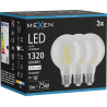 Mexen Vintis 3x Ampoule filament LED E27, G80, 10W, Neutre - 4000K, 1320 lm, clair - L155-E27-1040-00x03