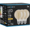 Mexen Vintis 3x Ampoule filament spirale LED E27, G80, 2W, Chaude - 2200K, 170 lm, ambre - L165-E27-0222-50x03