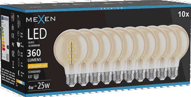 Mexen Vintis 10x Ampoule filament spirale LED E27, G80, 4W, Chaude - 2200K, 360 lm, ambre - L165-E27-0422-50x10