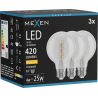 Mexen Vintis 3x Ampoule filament spirale LED E27, G80, 4W, Chaude - 2700K, 420 lm, claire - L165-E27-0427-00x03