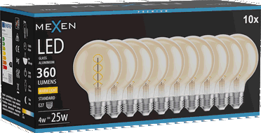 Mexen Vintis 10x Ampoule filament spirale LED E27, G80, 4W, Chaude - 2700K, 360 lm, ambre - L165-E27-0427-50x10
