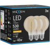 Mexen Vintis 3x Ampoule filament spirale LED E27, G80, 6W, Chaude - 2200K, 530 lm, ambre - L165-E27-0622-50x03