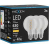 Mexen Vintis 3x ampoule LED filament spirale E27, G80, 6W, Chaude - 2700K, 630 lm, clair - L165-E27-0627-00x03
