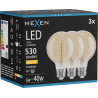 Mexen Vintis 3x Ampoule LED filament spirale E27, G80, 6W, Chaude - 2700K, 530 lm, ambre - L165-E27-0627-50x03
