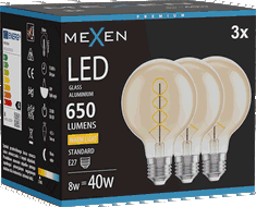 Mexen Vintis 3x Ampoule filament spirale LED E27, G80, 8W, Chaud - 2700K, 650 lm, ambre - L165-E27-0827-50x03