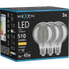 Mexen Vintis 3x Ampoule filament spirale LED E27, G80, 8W, Chaude - 2700K, 510 lm, fumée - L165-E27-0827-70x03