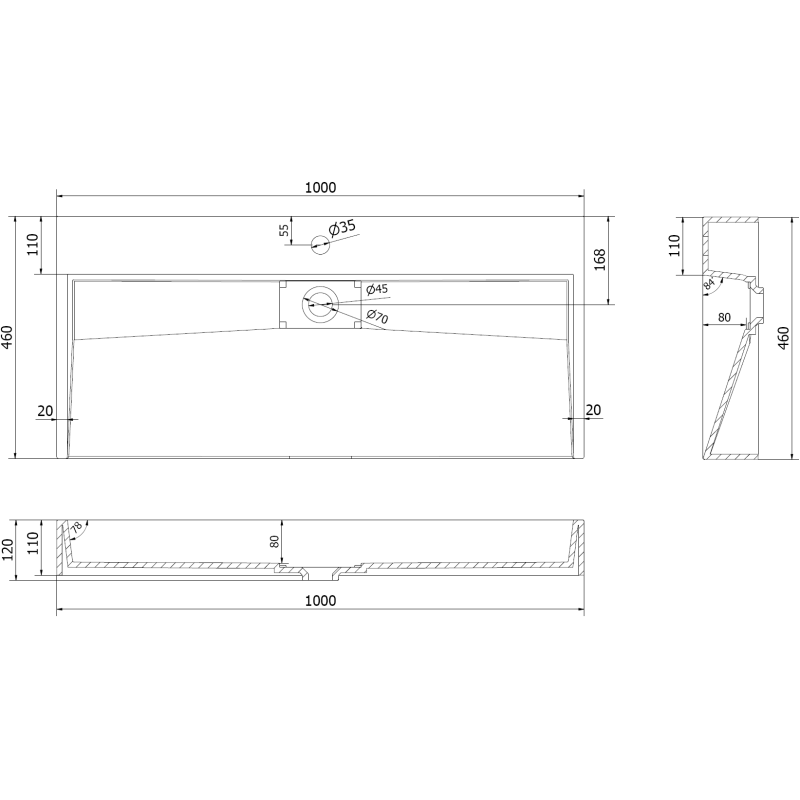 Mexen Ava lavabo à poser en conglomérat 1/O 100 x 46 cm, blanc - 23011001
