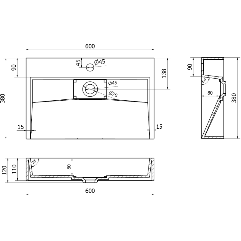 Mexen Ava lavabo à poser en conglomérat 1/O 60 x 38 cm, noir - 23016071