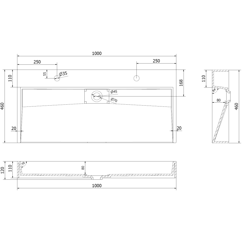 Mexen Ava lavabo à poser en conglomérat 2/O 100 x 46 cm, blanc - 23011002