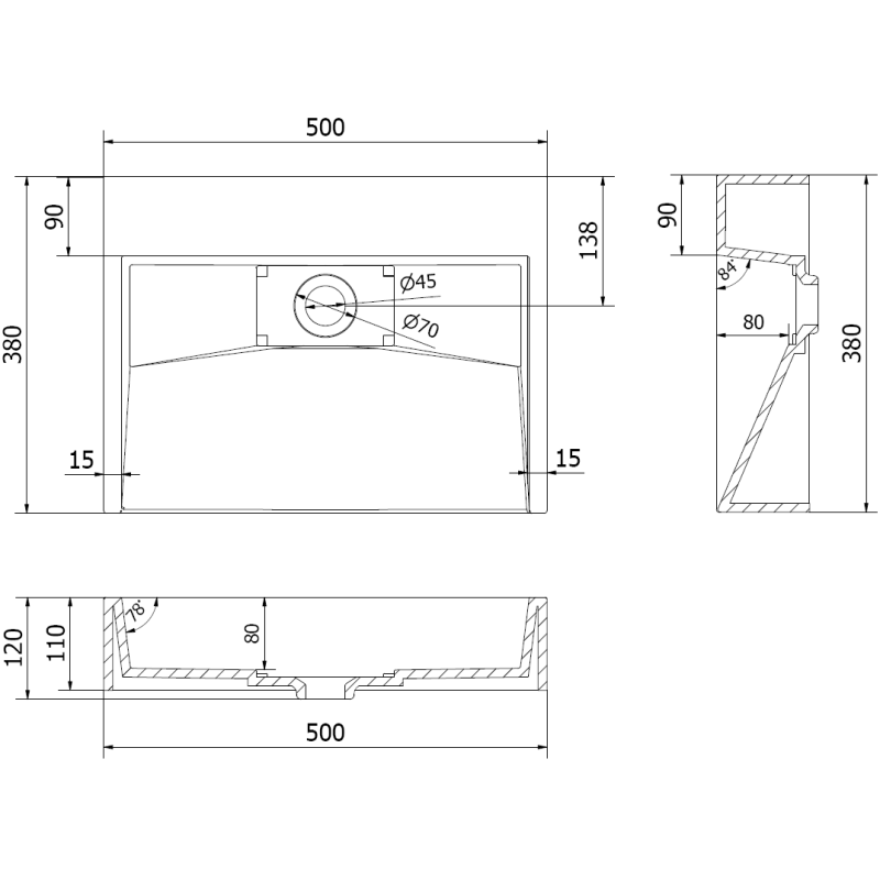 Mexen Ava lavabo sur plan en conglomérat B/O 50 x 38 cm, noir - 23015070