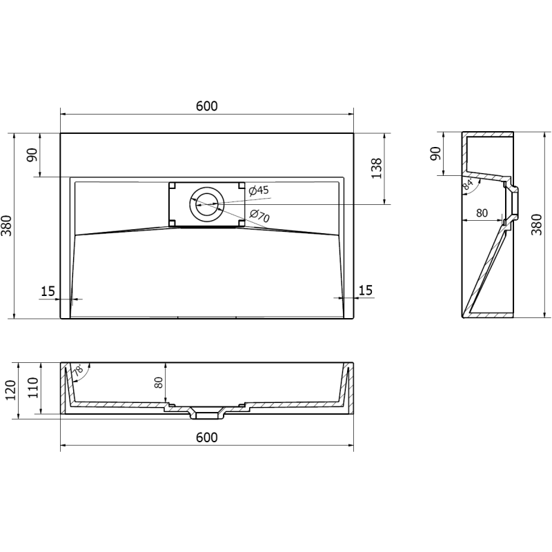 Mexen Ava lavabo de comptoir en conglomérat B/O 60 x 38 cm, blanc - 23016000