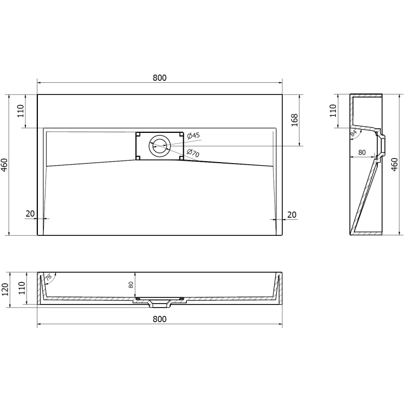 Mexen Ava lavabo à poser en conglomérat B/O 80 x 46 cm, blanc - 23018000