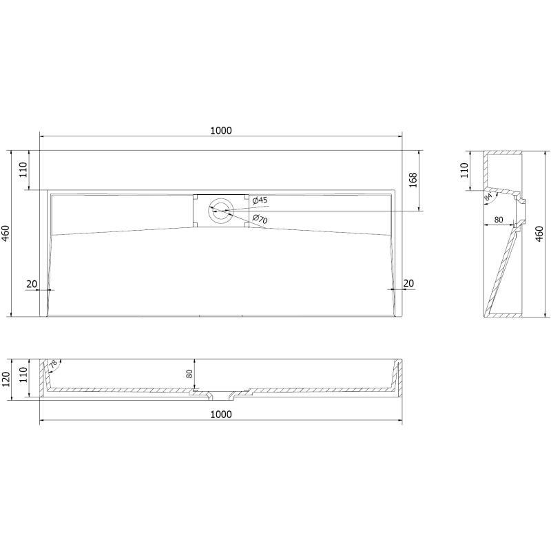 Mexen Ava lavabo sur plan en composite B/O 100 x 46 cm, blanc - 23011000