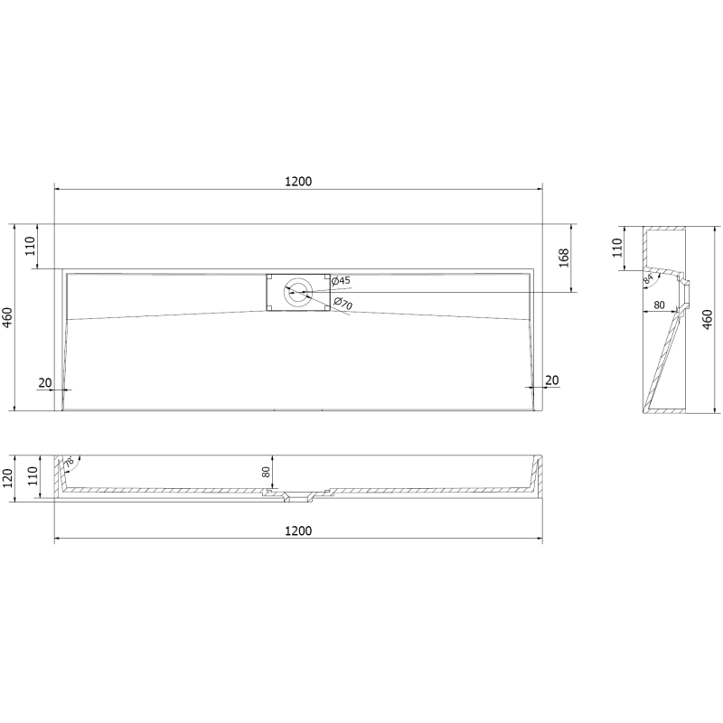 Mexen Ava lavabo de comptoir en composite B/O 120 x 46 cm, blanc - 23011200