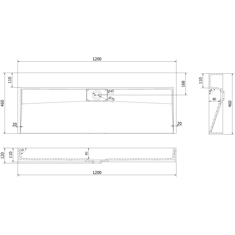 Mexen Ava lavabo sur plan en composite B/O 120 x 46 cm, noir - 23011270