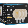 Mexen Vintis 3x Ampoule filament LED E27, G95, 4W, Chaude - 2200K, 400 lm, ambre - L157-E27-0422-50x03