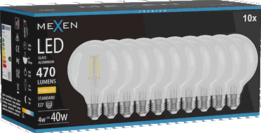 Mexen Vintis 10x Ampoule LED filament E27, G95, 4W, Chaude - 2700K, 470 lm, claire - L157-E27-0427-00x10