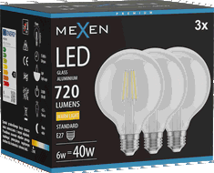 Mexen Vintis 3x Ampoule filament LED E27, G95, 6W, Chaude - 2700K, 720 lm, claire - L157-E27-0627-00x03